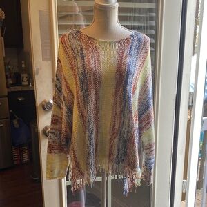 Laurie Felt Multicolor Knit Women's poncho  Sweater